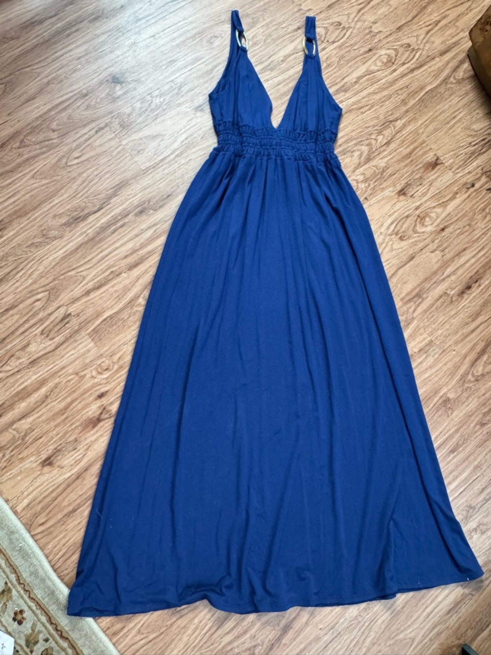 Trina Turk Navy Blue V-Neck Maxi Dress